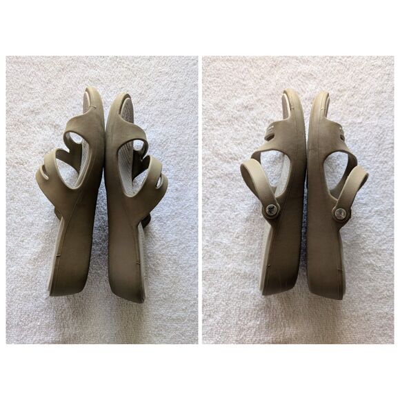 Crocs Patricia Tan Slide Comfort Z Shape Strap Sandals  Sz 9 - Picture 2 of 9